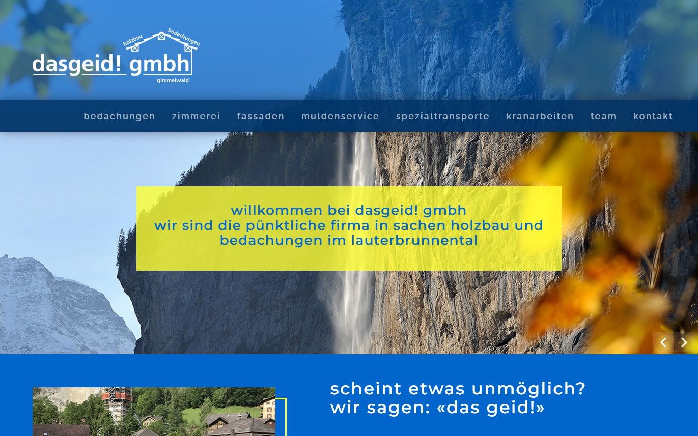 Webdesign Beispiel – Baugeschäft in Gimmelwald
