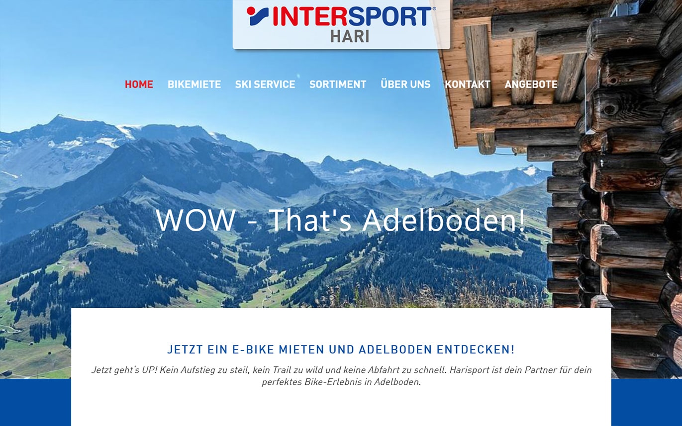 Webdesign Beispiel – Sportgeschäft Hari, Adelboden