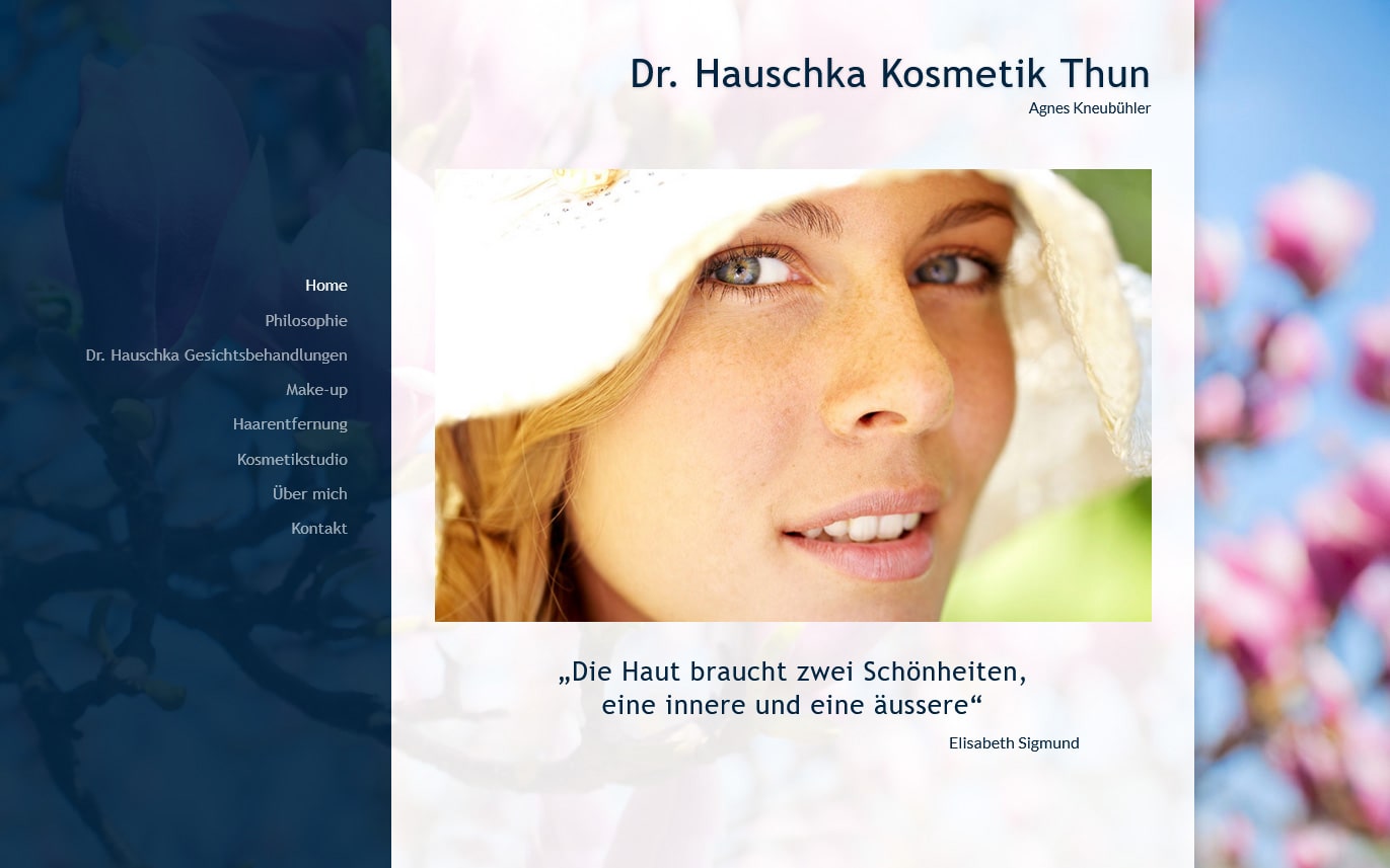 Webdesign Beispiel – Dr. Hauschka Kosmetik, Thun