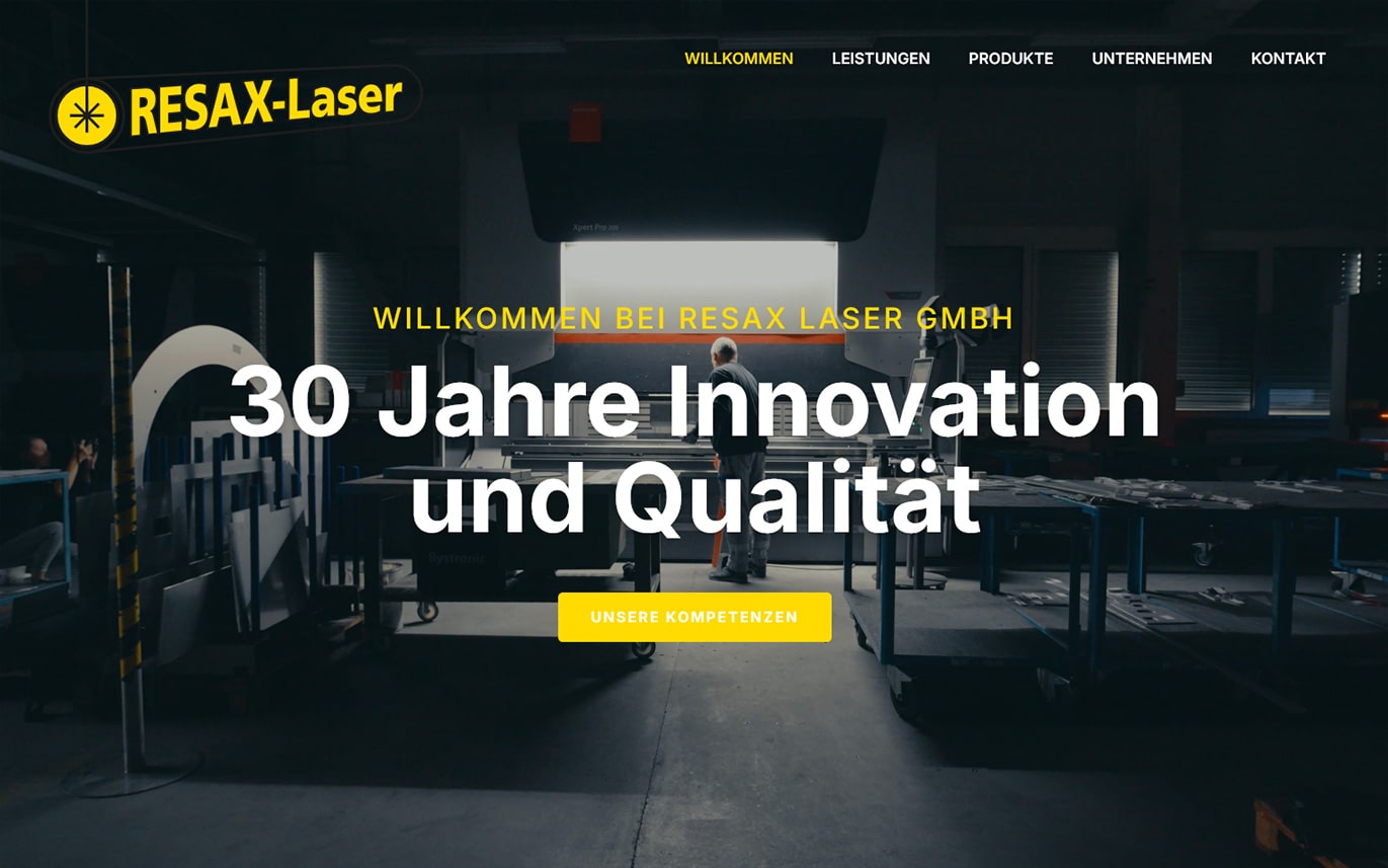 Webdesign Beispiel – Resax-Laser GmbH, Heimberg