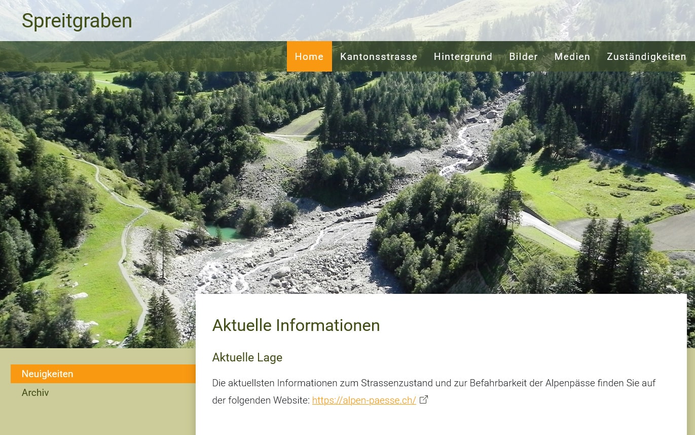 Webdesign Beispiel Tiefbauamt des Kantons Bern